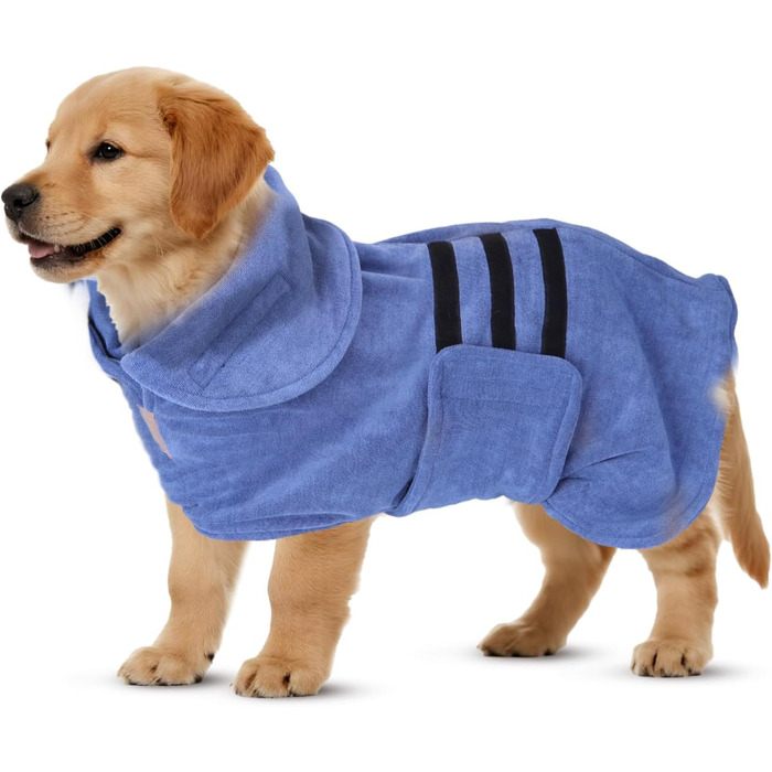 Рушник для собак та котів Nobleza з мікрофібри та клямрі, швидковисихаючий, супер вбираючий, 5 розмірів, блакитний (S)