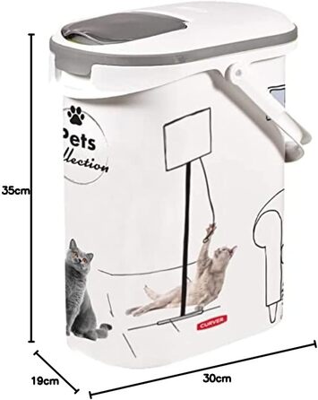 Контейнер для корму Curver Pets Collection 10 л/4 кг, герметичний, білий, для котів, 19x30x35 см