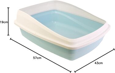 Лоток для котів Catit з бортиком, 43 x 57 x 19 см, блакитно-сірий