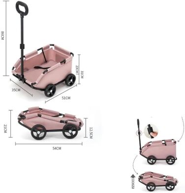 Візок для міні-тваринок, рожевий: котячий/собачий, складний, з лебідкою, EVA-колеса, 7 кг
