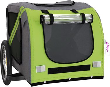 Фарм-причіп для собак Gecheer: комфортний транспорт з відбивачами, зелено-сірий, 133.5 x 69 x 73.5 см