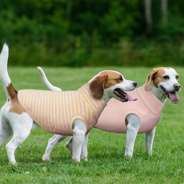 Пуловери для собак Kuoser, 2 шт. Тепла флісова жилетка для маленьких собак, зручний собачий светр, темно-фіолетовий та смугастий (L, фіолетово-рожевий)