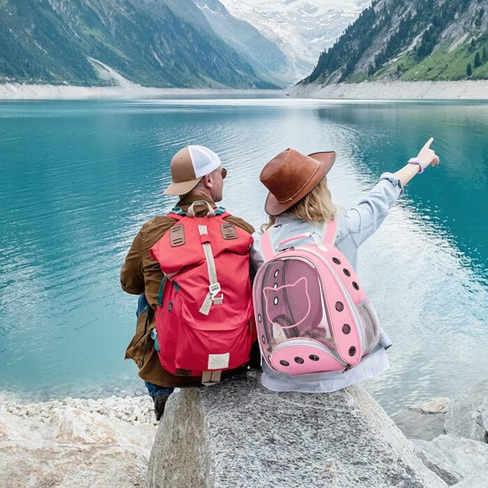 Рюкзак для котів та маленьких собак PETCUTE, рожевий, до 6 кг, знімний килимок, прозоре вікно, для подорожей