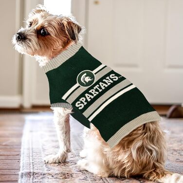 Теплий светр для собак NCAA Michigan State Spartans, розмір S, в'язаний пуловер з логотипом команди, для великих і малих собак