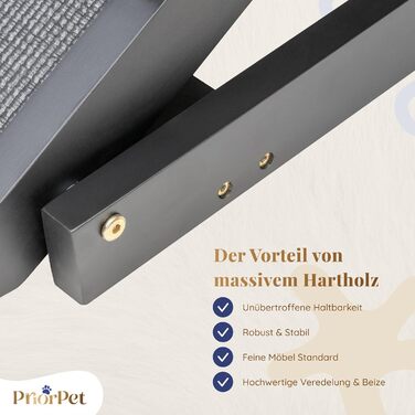 Східці для собак до ліжка з захисним бар'єром - для великих собак до 90 кг - регульована висота до 94.5 см - ширина 49.5 см - складані - антиковзні ручки - береза - натуральний колір (чорний)