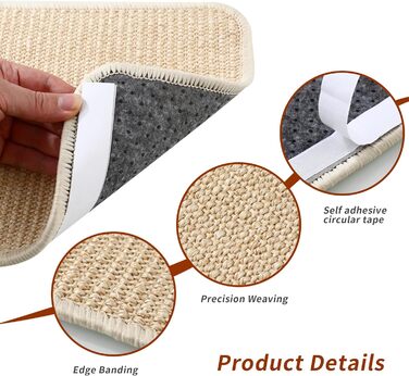 Килимок для дряпання котів, 3 шт., 50x25 см, сізаль, захист меблів та стін