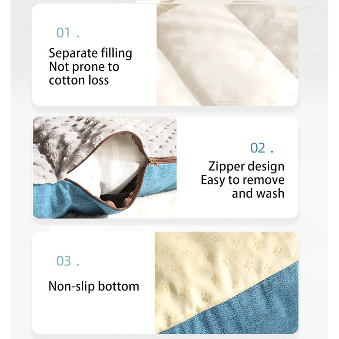 Ортопедичний лежак для собак великих порід, заспокійливий, теплий, м'який, знімний чохол, антиковзаюча підкладка (90 x 70 x 35 см)