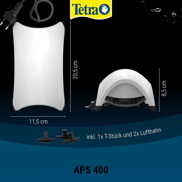 Tetra APS 400 тиха мембранна помпа для акваріумів 250-600 л, біла