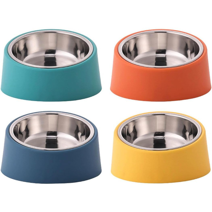 Миска для собак та котів Fuwok, нахилена під кутом 15°, знімний, неслизький, антивитікаючий дизайн, 2 шт. (Червоний, S)