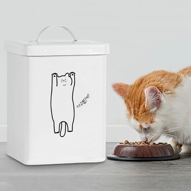 Контейнер для зберігання корму для тварин 5л з ложкою та кришкою | Декоративний контейнер для котячого корму, для собак, сухих кормів, ласощів, рису або борошна