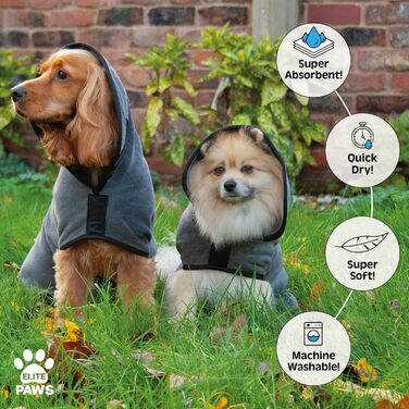 Elite Paws™ UK: Люксовий халат для собак з мікрофібри, товстий та м’який, швидко сушить тварину за 20-30 хвилин, супер вбираючий, обмежує безлад