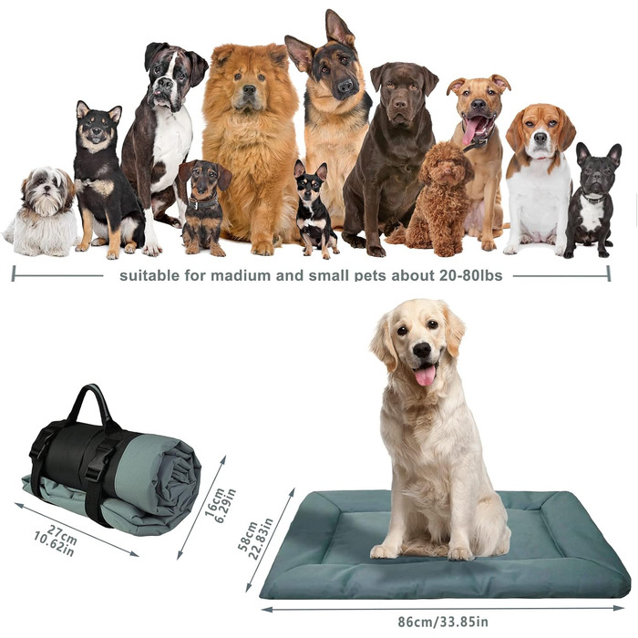 Лежанка для собак та котів WESKIFAN: водонепроникна, знімний чохол, 58 x 86 см, сіра