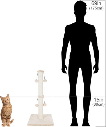 Котячий будиночок Dimaka з натурального сизалю, 73 см, 4 іграшки, для великих котів, бежевий