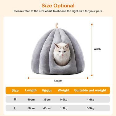 Котяча та собача хатинка-іглу ALLSOPETS, м'яке ліжко знімна подушка, для котів, собак і дрібних тварин, сіре, розмір L