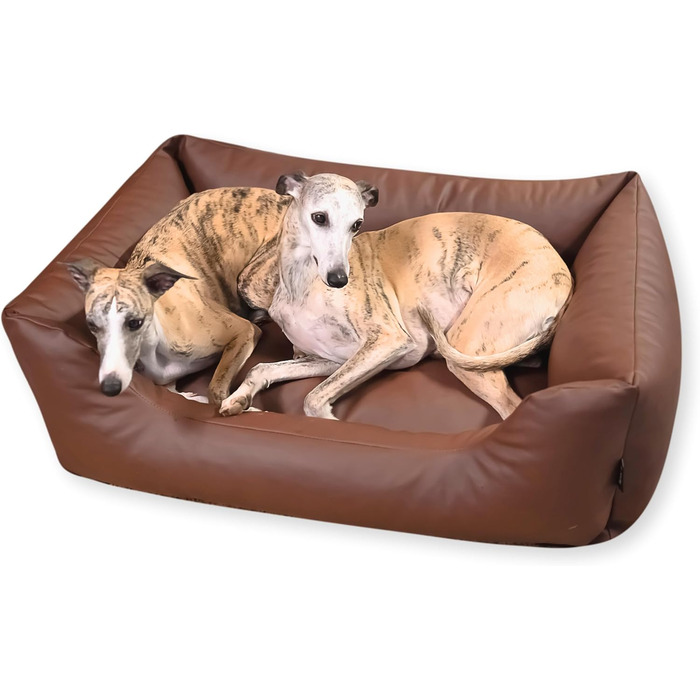 Водонепроникне ліжко для собак 4L Textil Mario з штучної шкіри, корзина для собак, ліжко для великих і середніх собак, собаче ліжко XXL (120x90 см, Коричневе)