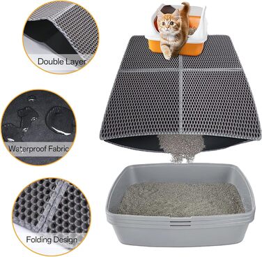 Килимок для котячого туалету Asoway Katzenklo, 76x61 см, з подвійним шаром, стільниковий дизайн, портативний, для котячого туалету