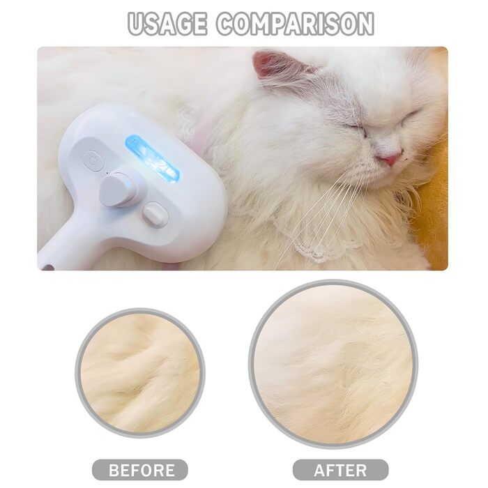 3 в 1 Парова щітка для котів та собак - видалення шерсті, зволоження, боротьба з випаданням. Підходить для довгої та короткої шерсті.