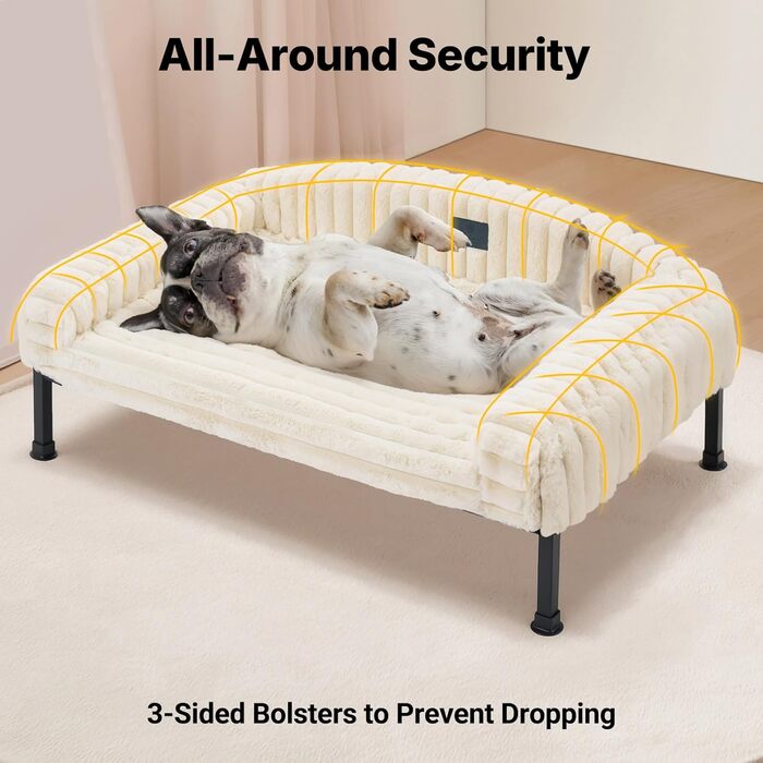 Ліжко для собак Veehoo - зручне диванчик для маленьких собак з ортопедичним матрацом, антиковзаючі ніжки, 60x45x10 см, білий