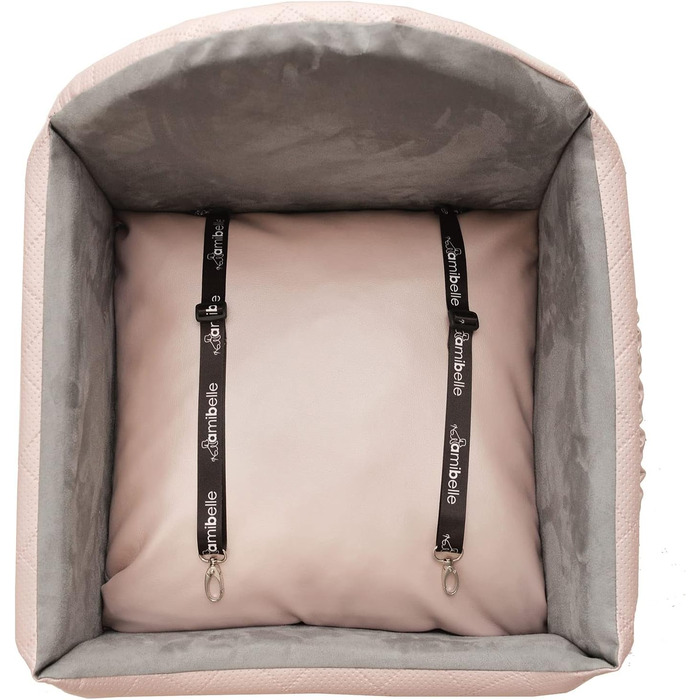 Автоматичний автокрісло для собак 2в1 | Універсальний автокрісло для собак та котів на заднє та переднє сидіння | Крісло-ліжко для собак та котів | Штучна шкіра, плюш | 48 x 48 см (Рожевий)