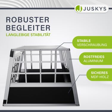 Транспортна переноска для собак Juskys Alu M - алюмінієва переноска для собак, 69x54x51 см, міцна та легка у догляді