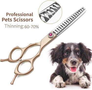 Набір професійних ножиць для грумінгу собак, 7 дюймів: прямі, вигнуті, ножиці для розрідження (40%-50%) та ножиці-секатори (60%-70%)
