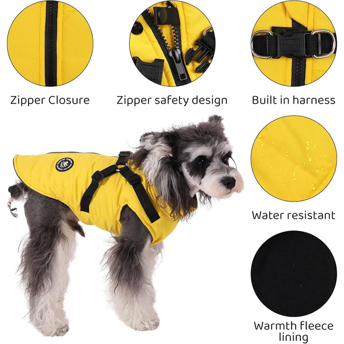 Жакети для собак Norbi, зимовий теплий нашийник, регульований, для будь-яких порід, жовтий, X-Large