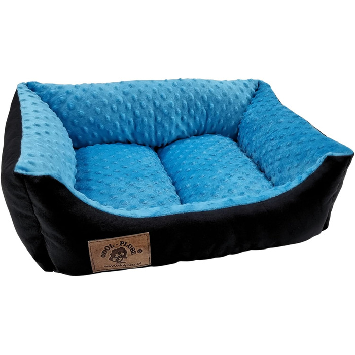 Ліжко для собак Odolplusz: корзина, диван, ліжко для маленьких собак. З силіконовими кульками, гіпоалергенне, 50x40 см (чорний + м'який блакитний)