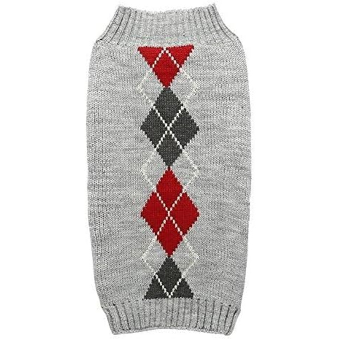 Светр для маленьких собак Argyle сірий, розмір XS, довжина спини 22,9 см