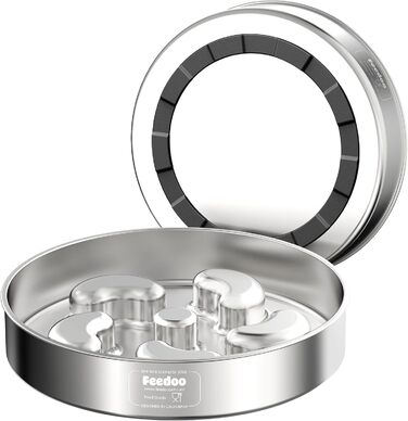 Feedoo миска для собак Slow Feeder, подвійна, SUS304 нержавіюча сталь, з нековзною гумовою основою, лабіринт для повільного годування, 740 мл, для малих і середніх порід