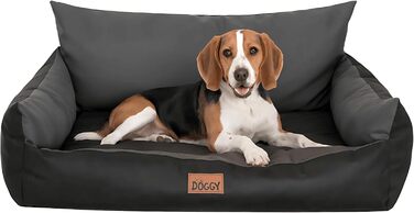 Водонепроникне ліжко для собак великих і середніх порід - диван-ліжко для собак Joker, 82x63 см, сірий (графітовий), знімний килимок, Oeko-Tex