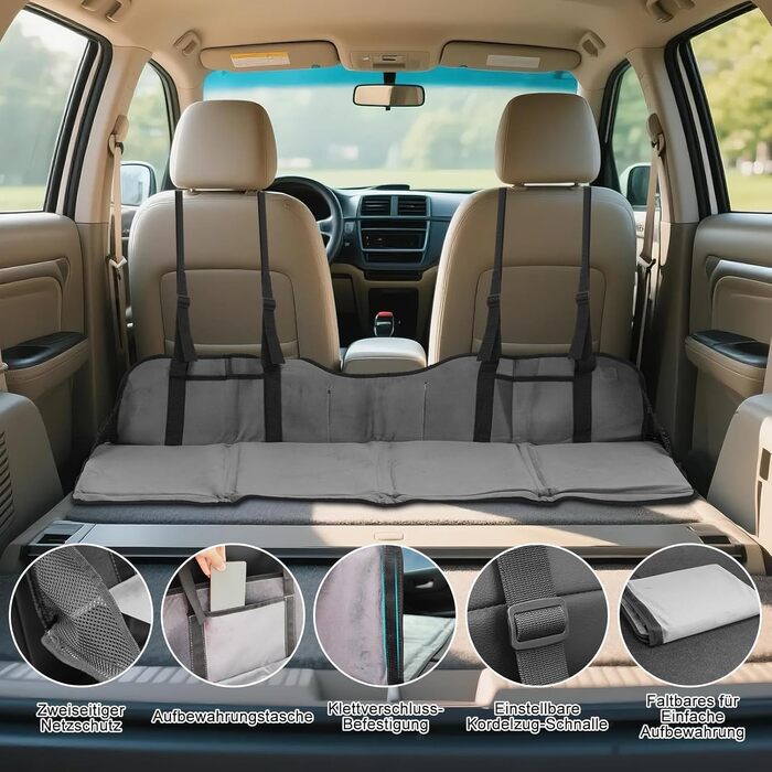 Розширювач для заднього сидіння автомобіля, килимок-матрац, сірий, фланель | Розширювач для SUV, MPV, компактних авто