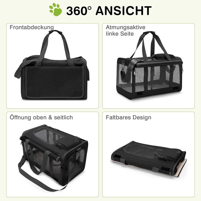 Транспортна сумка для котів та маленьких собак ALLSOPETS (до 9 кг), чорна