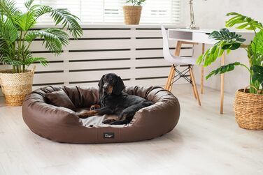 Ортопедичне ліжко для собак Nancy Premium, велике, середнє, маленьке - подушка для собак, килимок для собак з еко-шкіри, неслизьке, довговічне, зносостійке, міцне (L, Коричневий)