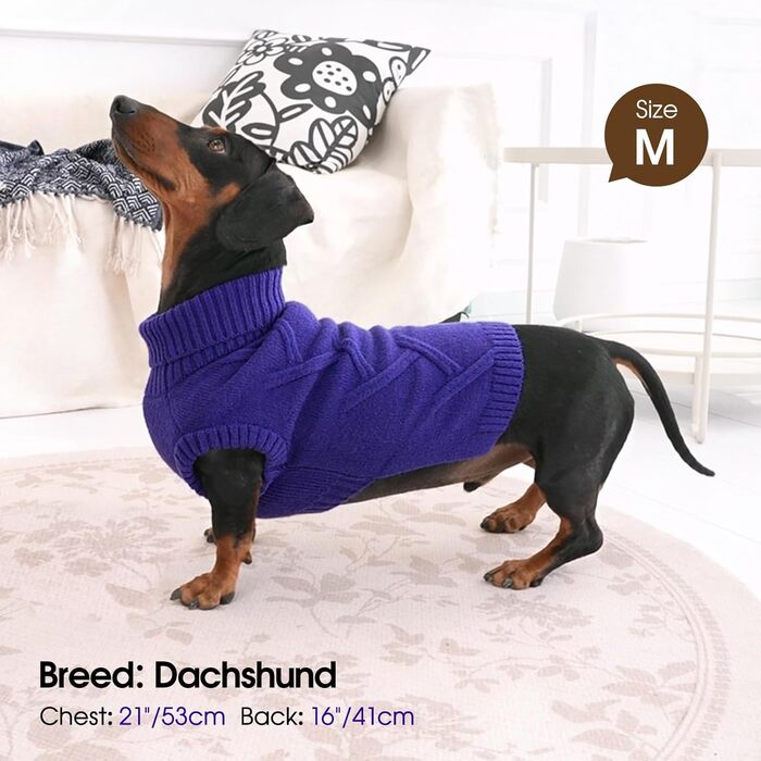 Пуловер для собак середніх порід Queenmore, м'який та теплий, фіолетовий, розмір M