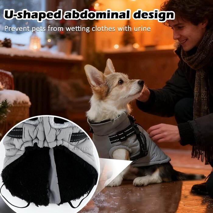 Зимовий одяг для собак ZoneYan, водовідштовхуючий та теплий, регульований, з світловідбиваючими елементами, для маленьких собак (Сірий, S)