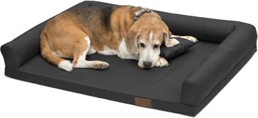 Ортопедичне ліжко для собак Juelle, великі породи, розмір L (120x90x20 см), графіт, знімний чохол, машинного прання