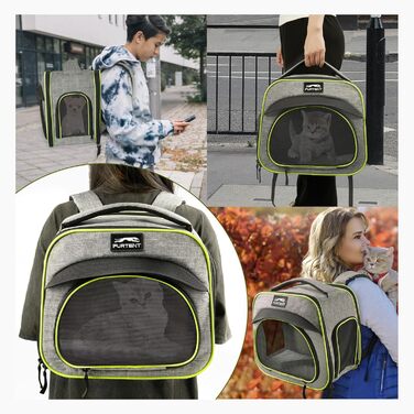 Сумка-переноска для тварин, складна, дихаюча, з леєрою, для цуценят, кошенят, морських свинок (до 3,6 кг), сіро-зелена