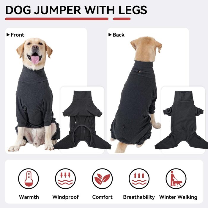 Теплий флісовий халат для собак на зиму, теплий пуловер для собак з ніжками, м'яка чотирилапа куртка для маленьких та середніх собак, халат для собак, флісовий піжамний одяг для собак, темно-сірий, розмір M
