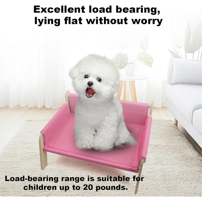 Підвищене ліжко для тварин з дерев'яним каркасом, софа для котів знімний чохол, стабільне підвищене ліжко для собак, софа для собак з дерев'яним каркасом, підвищене ліжко для собак маленьких порід, меблі для тварин з натурального дерева, рожевий колір