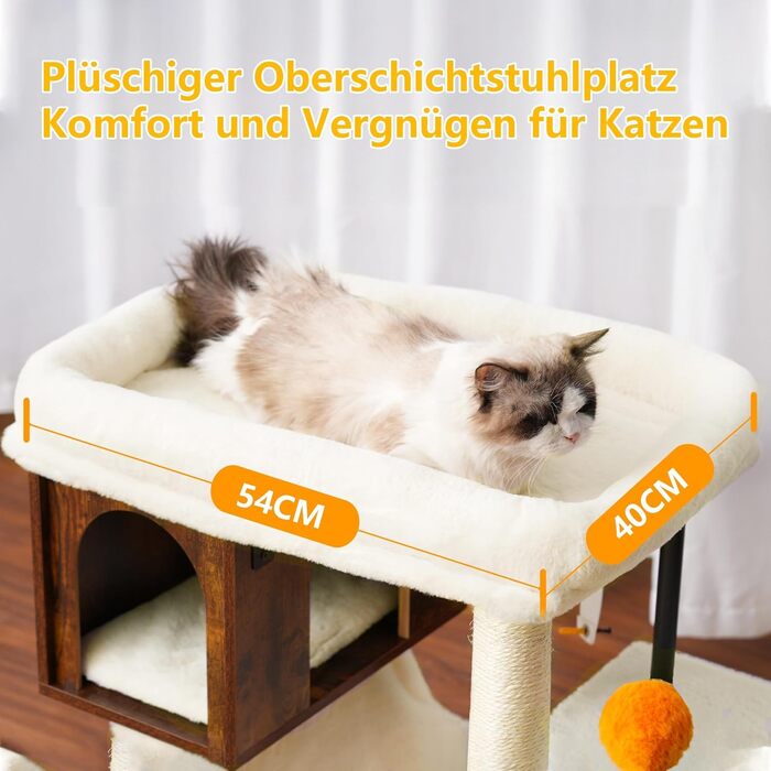 Котячий будиночок з дряпалкою Heybly HCT017WB, 57.5 см, Vintage Brown, велика платформа 54x40 см, сталеві труби, для великих котів