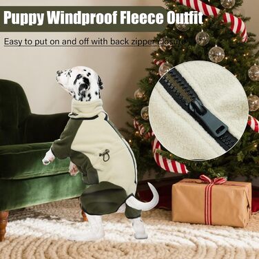 Зимовий теплий одяг для маленьких собак, куртка з ніжним флісом та капюшоном, Onesie (Абрикосовий зелений, S)