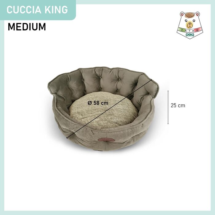 Ліжко для собак і котів King Beige, 3 розміри, знімний чохол, машинне прання, середнє 58 см