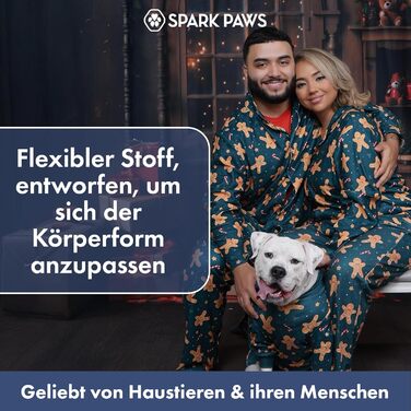 Піжама для собак Spark Paws, ультрам'яка, 4-стороння еластичність, післяопераційний одяг, сорочка-комбінезон для маленьких, середніх та великих собак - M (Gingerbread Man, XL: 10-16kg)