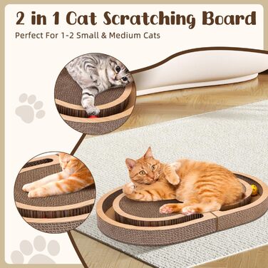 Nobleza Драбина-кіготь для котів велика 2-в-1, розкладна з іграшкою-м'ячиком та котячою м'ятою - високоякісна XXL драбина-кіготь для кількох котів, 60x40 см