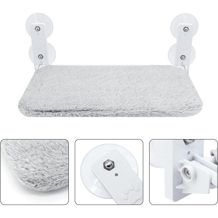 Кріплення для кота на вікно Gearific, гамак з 4 присосками, міцний каркас, дихаюча сітка, сірий, 45 x 30 см