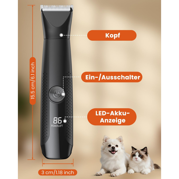 Набір для стрижки собак 4-в-1: машинка, триммер для лап, безпечний точило для кігтів. Тиха та акумуляторна машинка для тіла, обличчя та лап собак та котів