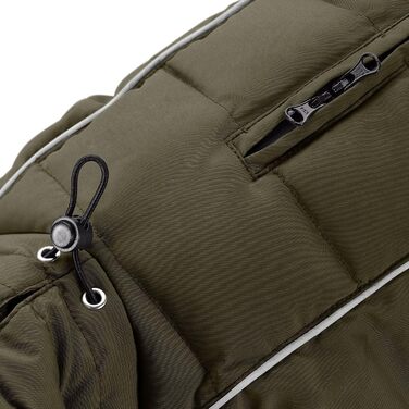 Накидка для собак HUNTER Paxson для такс, оливковий колір, водонепроникна та тепла, з підкладкою, для захисту від негоди, світловідбиваюча, для маленьких собак з довгим тулубом, розмір (40)