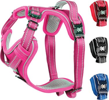 Elite Paws® UK: Преміум шлея для собак з металевою пряжкою, міцна, безпечна, м'яка, зручна, регульована, відбиваюча, кріплення для повідка спереду і ззаду, м'яка ручка