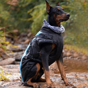 Теплий зимовий одяг для собак: куртка з шлейкою для маленьких, середніх та великих собак. Яскрава зимова куртка 6XL блакитного кольору