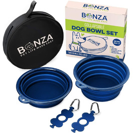 Складані миски для собак Bonza, 2 шт., 1200 мл, сумка, морська хвиля
